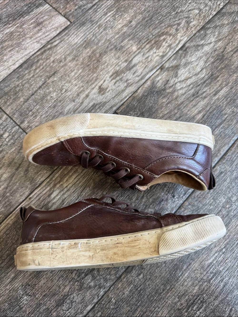 Old Navy Brown Lace-Up Casual Sneakers with Cream Soles